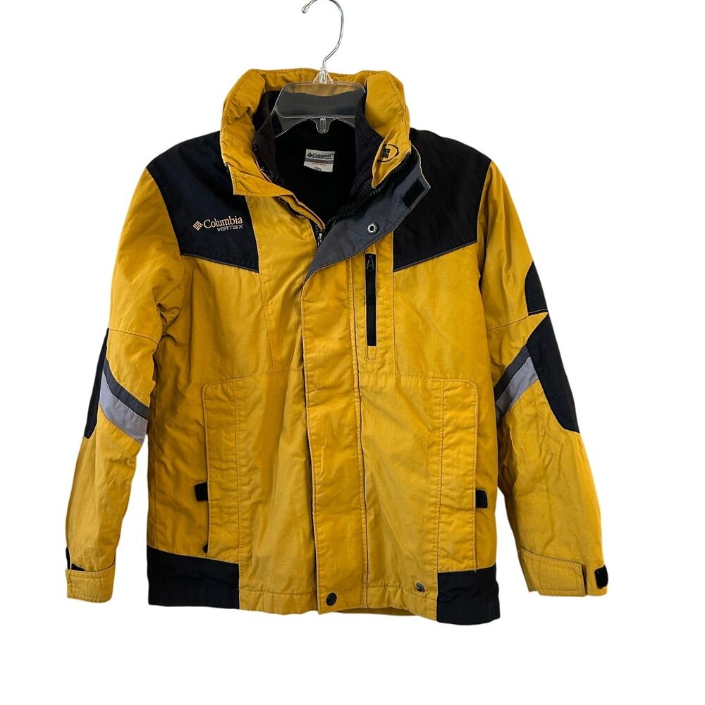 Vintage Columbia Vertex Youth 10/12 Yellow Black Fleece Lined Ski Snow Jacket